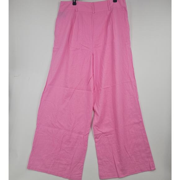 Gabi Fresh Bubble Gum Pink Linen Blend Wide Leg Pants Plus Size 0 NWOT 3545 - Picture 2 of 8